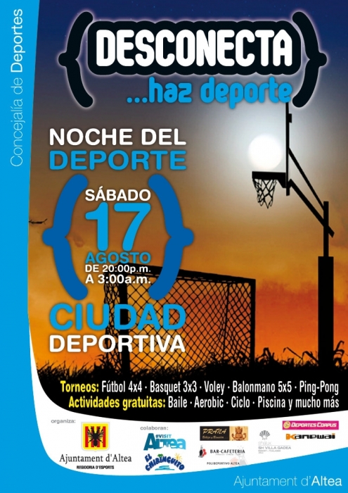 ‘Desconecta, haz deporte’ será la primera jornada deportiva nocturna organizada por el Ayuntamiento de Altea