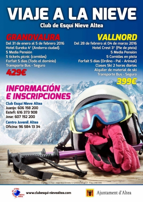 La regidoria d’Esports i Joventut presenta la campanya d’esquí 2016 que organitza el Club d’Esquí Nieve Altea