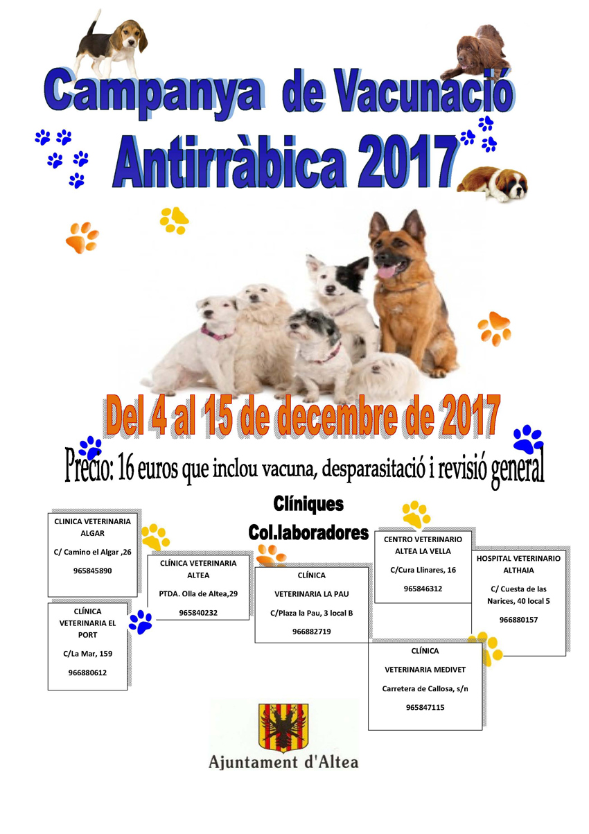 Se pone en marcha la Campaña de Vacunación Antirrábica 2017 para perros