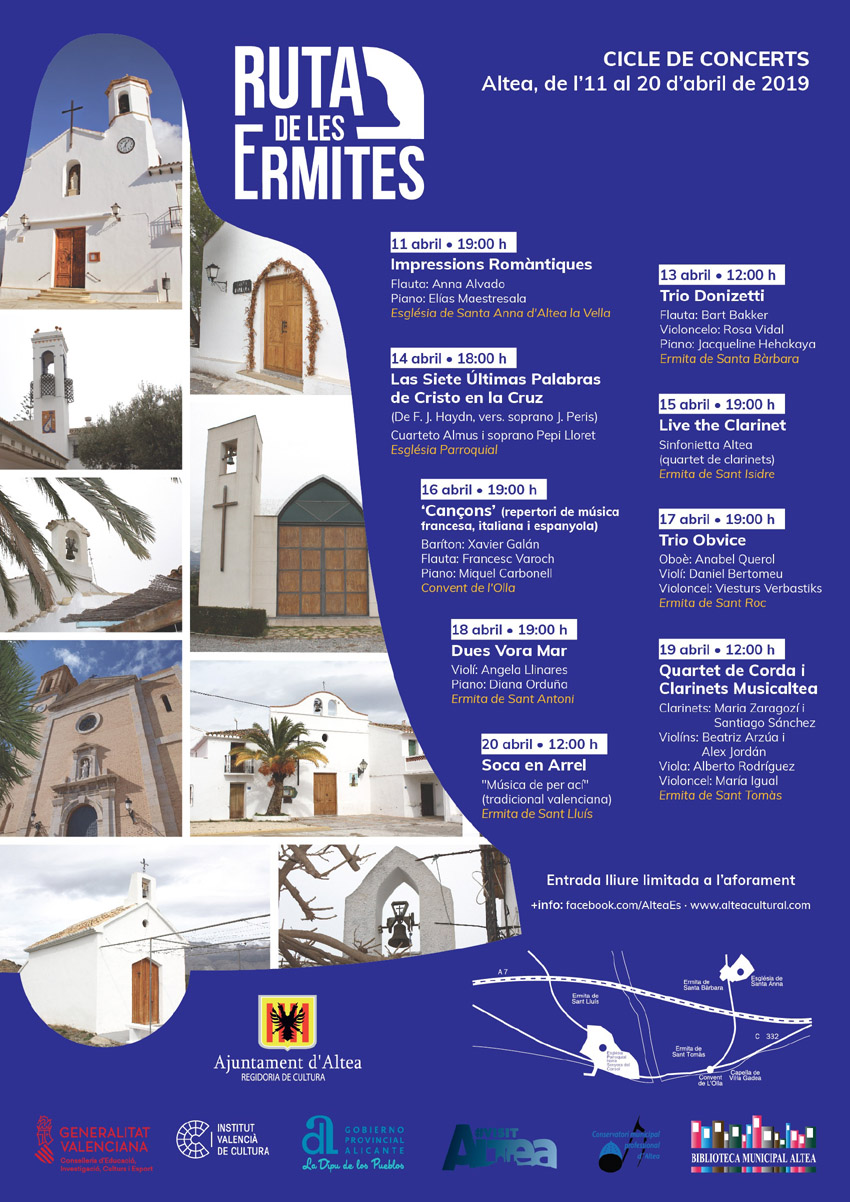 La Ruta de les Ermites ofereix diversos concerts en els temples i ermites d’Altea fins al 20 d’abril.