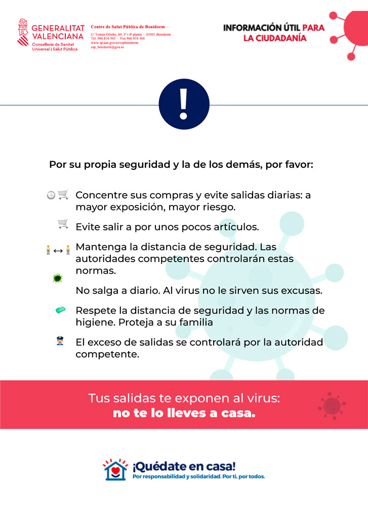 El Ayuntamiento de Altea traslada a la ciudadanía información útil emitida por Salud Pública contra el COVID-19