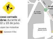 A partir de hoy, 21 de julio, por la tarde y hasta el jueves, 23 de julio, por la tarde, el acceso de la rotonda por la Avenida València al aparcamiento Basseta-Centre permanecerá cerrado por obras de mejora del pavimento. Se tendrá que acceder por la entrada frente a la Calle Generalitat Valenciana