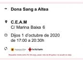 El próximo jueves,  1 de octubre, tendrá lugar una nueva jornada de donación de sangre en Altea. Puedes colaborar en horario de tarde de 17:00 a 20:30 horas en el CEAM (c/Marina Baixa, 6). ¡Anímate y salva vidas!