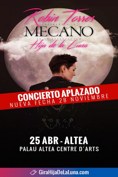 Palau Altea presenta ‘Hija de la Luna’, un espectacle musical de Robin Torres. Este dissabte 28, a les 20:30 hores, per als amants de Mecano.