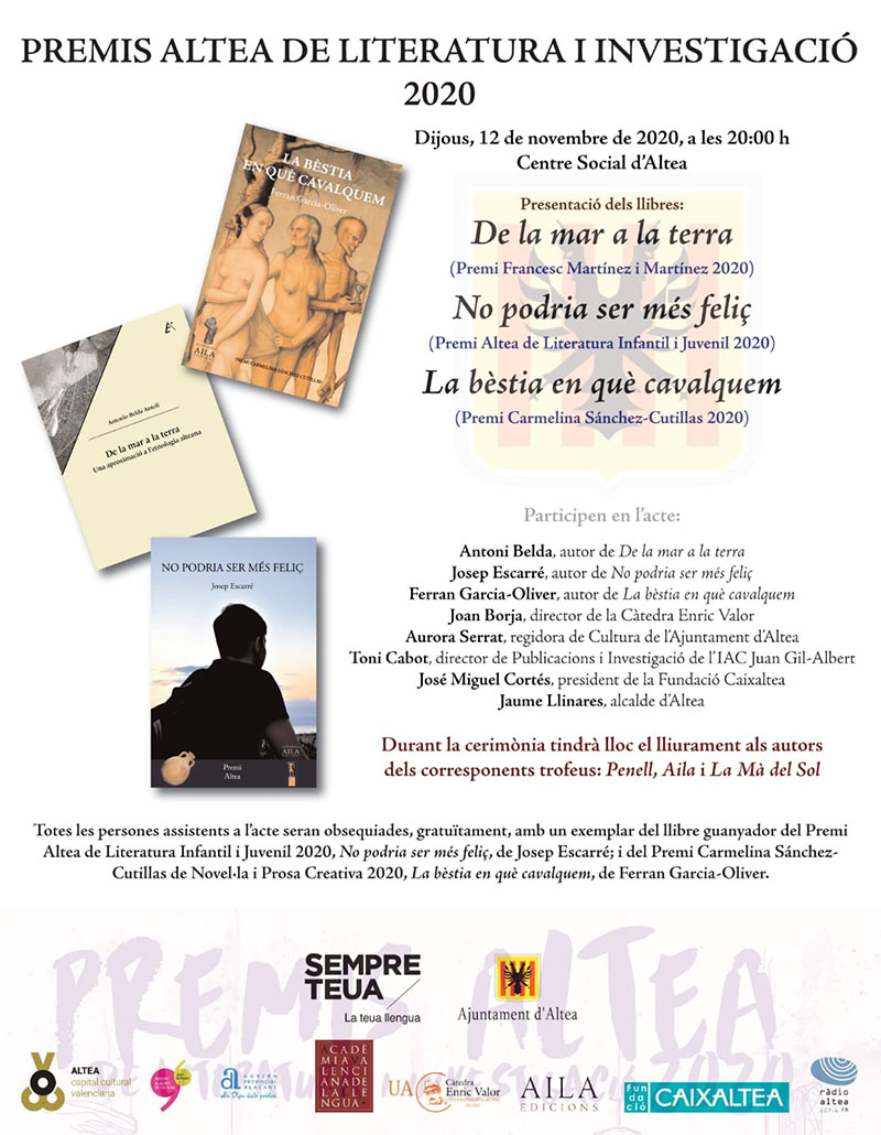 Los “Premis Altea de Literatura i Investigació” presentan la edición de las obras ganadoras