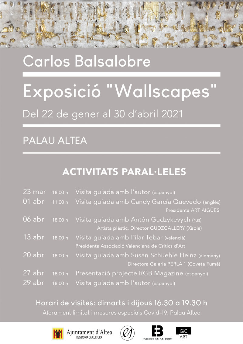 Demà, 13 d’abril a les 18 hores, visita a Palau Altea l’exposició “Wallscapes” amb els comentaris de Pilar Tebar, presidenta de l’Associació Valenciana de Crítics d’Art. Guia en valencià. Reserva la teua plaça al 965 84 28 53.