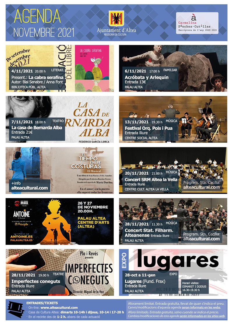 Música y teatro destacan en la programación cultural del mes de noviembre en Altea