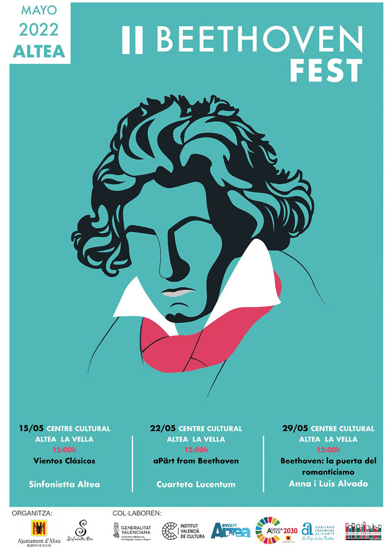 El Beethoven Fest se retoma con el concierto del 15 de mayo titulado “Vientos Clásicos” a las 12:00h en el Centro Cultural de Altea la Vella, constituido con obras de maestros de la música como Mozart y Beethoven, la audición será interpretada por un sexteto de viento de la Sinfonietta Altea