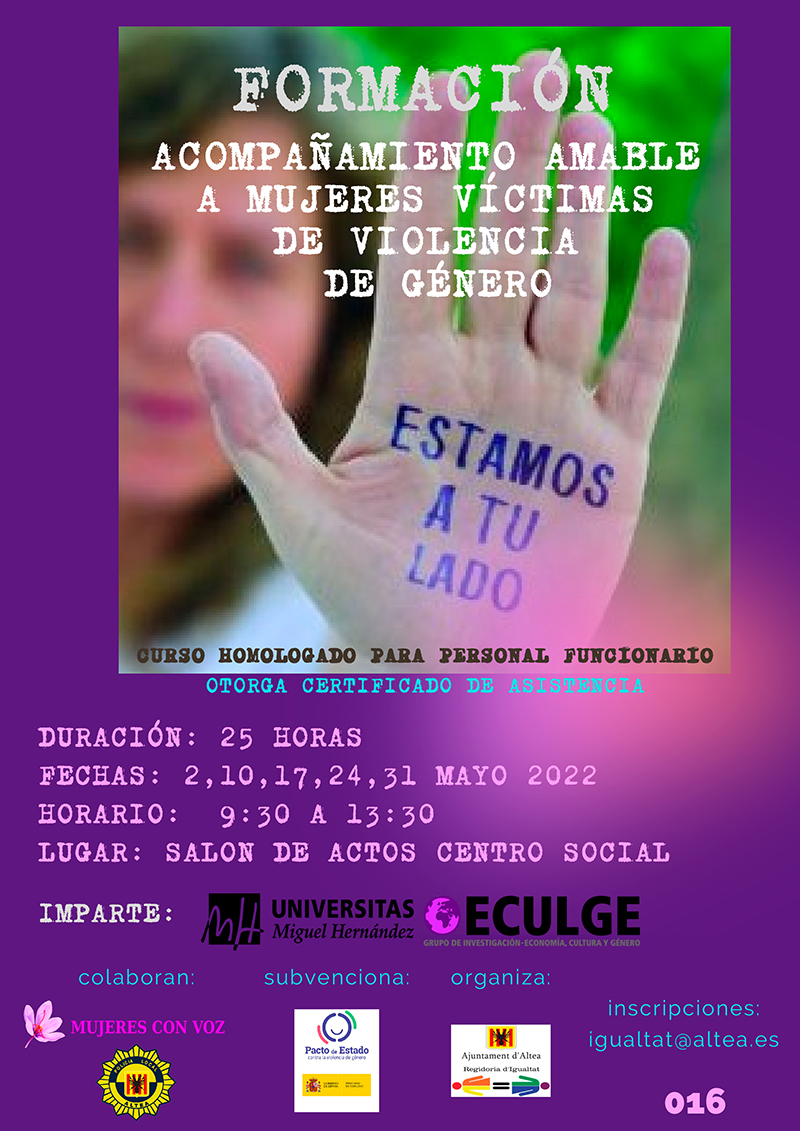 Igualtat organitza un curs de “Formació especialitzada en atenció i acompanyament respectuosos amb dones víctimes de violència de Gènere”