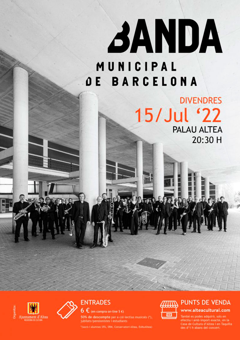La il•lustre Banda Municipal de Barcelona celebrarà un concert a Palau Altea el pròxim 15 de juliol