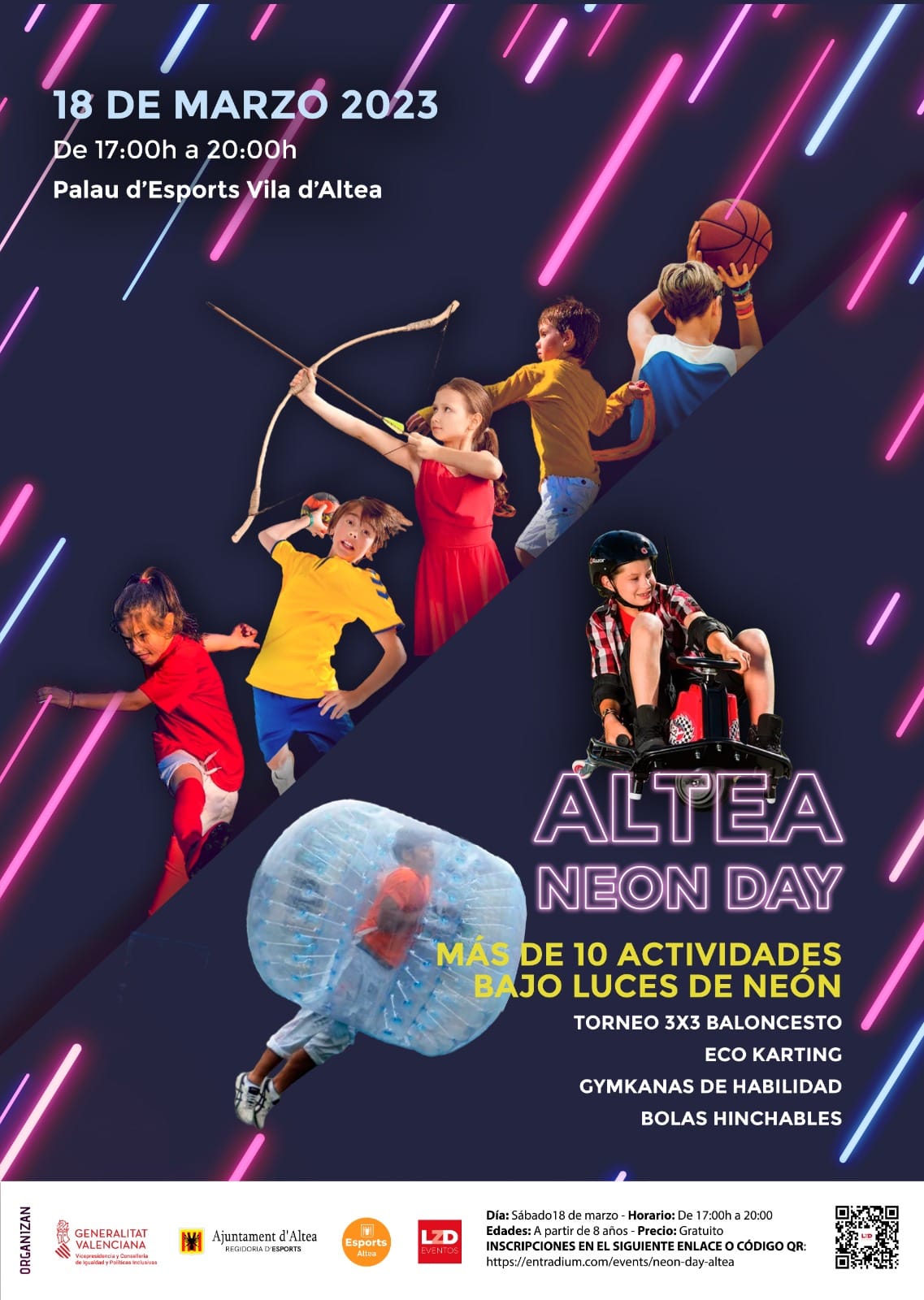 Altea celebra el “Neon Day” amb activitats de multiesport per a xiquets i xiquetes
