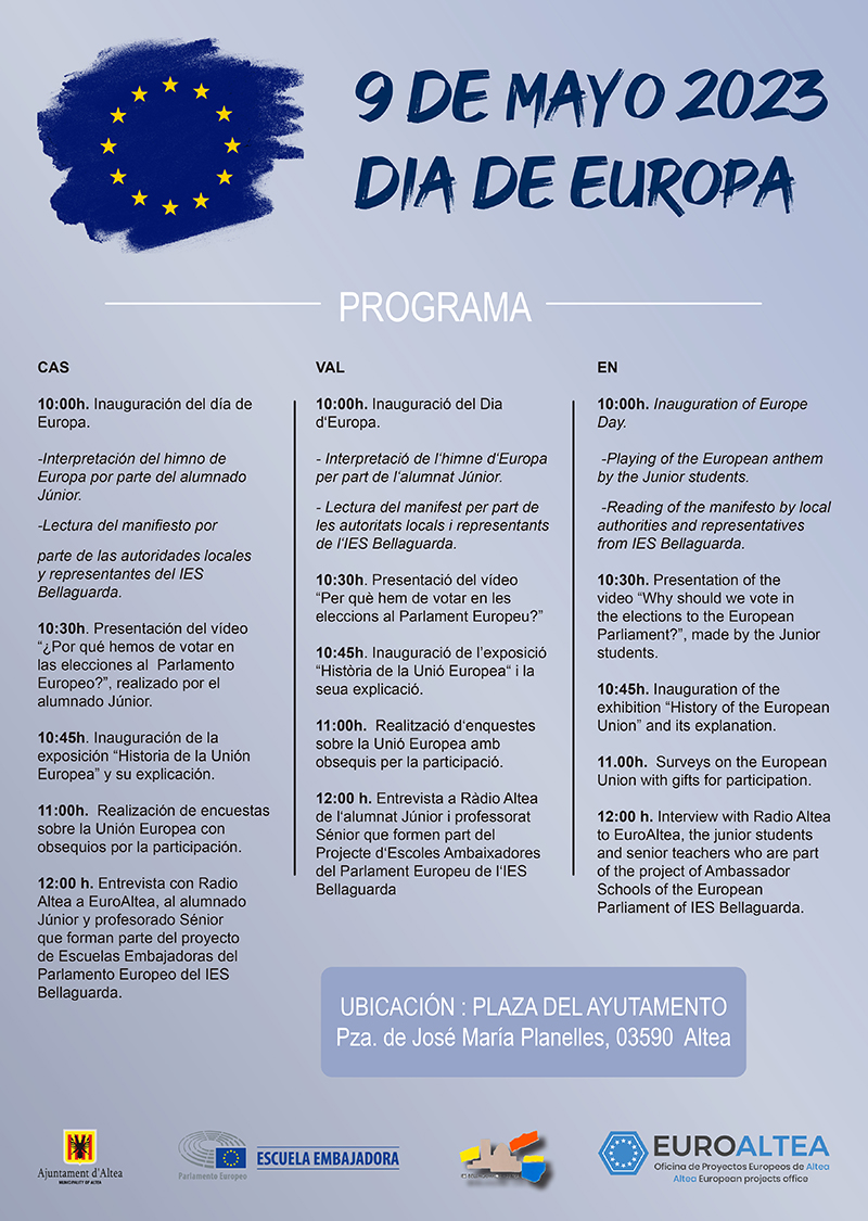 Altea celebrarà el Dia d’Europa amb activitats proposades per l’Ajuntament i l’IES Bellaguarda