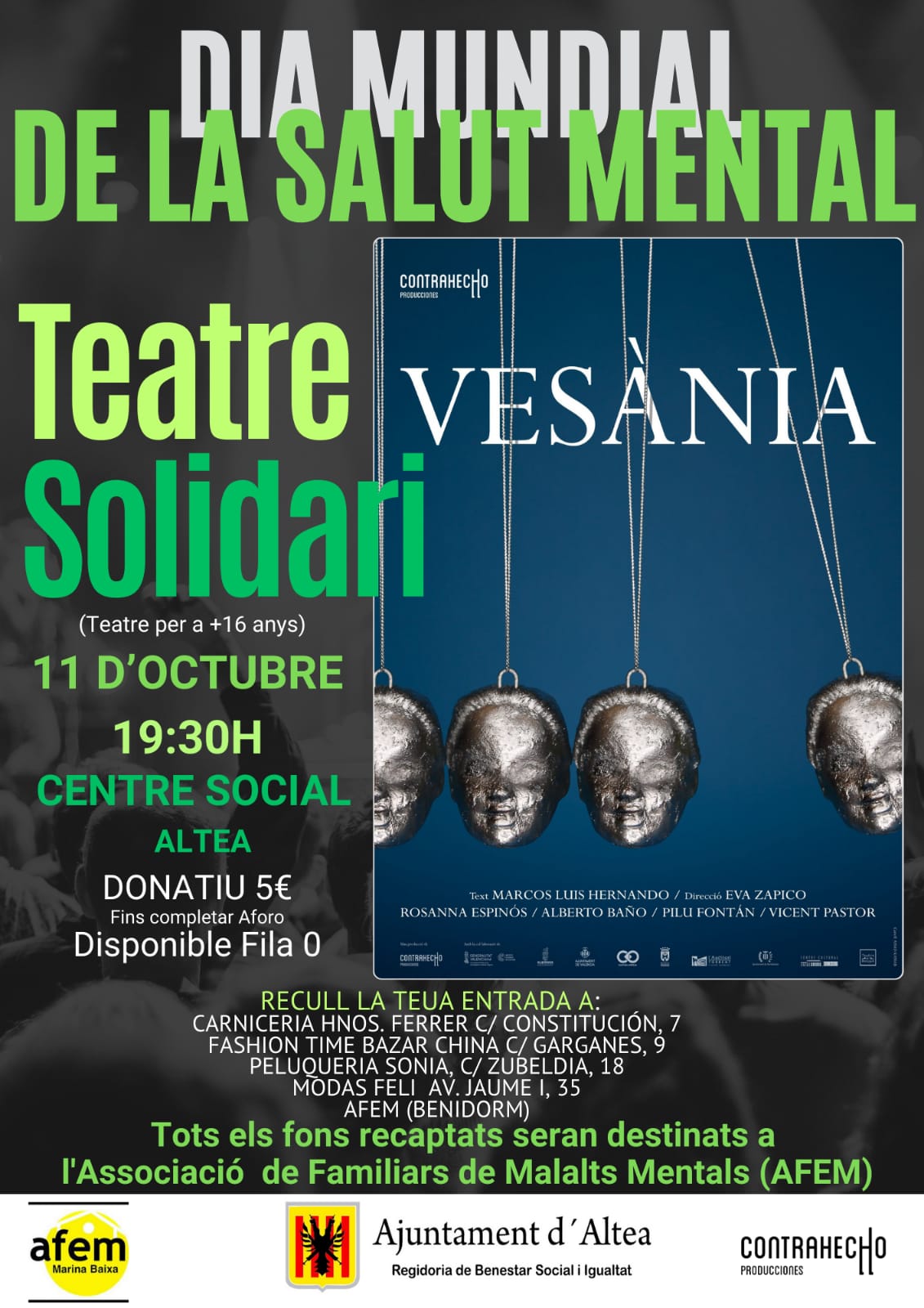 Altea celebra un teatre solidari per a commemorar el Dia Mundial de la Salut Mental