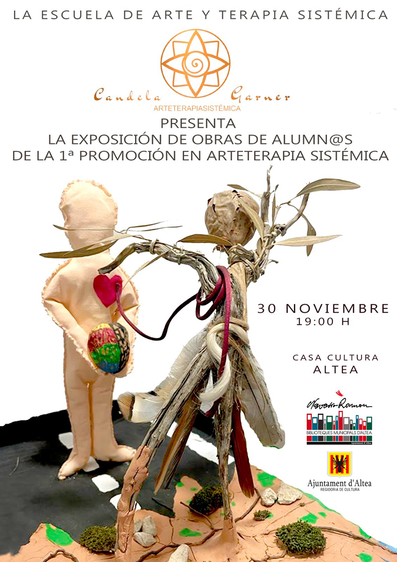 L’àrea municipal de Cultura vos convida a participar en la inauguració de la 1a exposició d’Artteràpia Sistèmica, que tindrà lloc el dijous 30 de novembre a la Casa de Cultura a les 19:00h.
