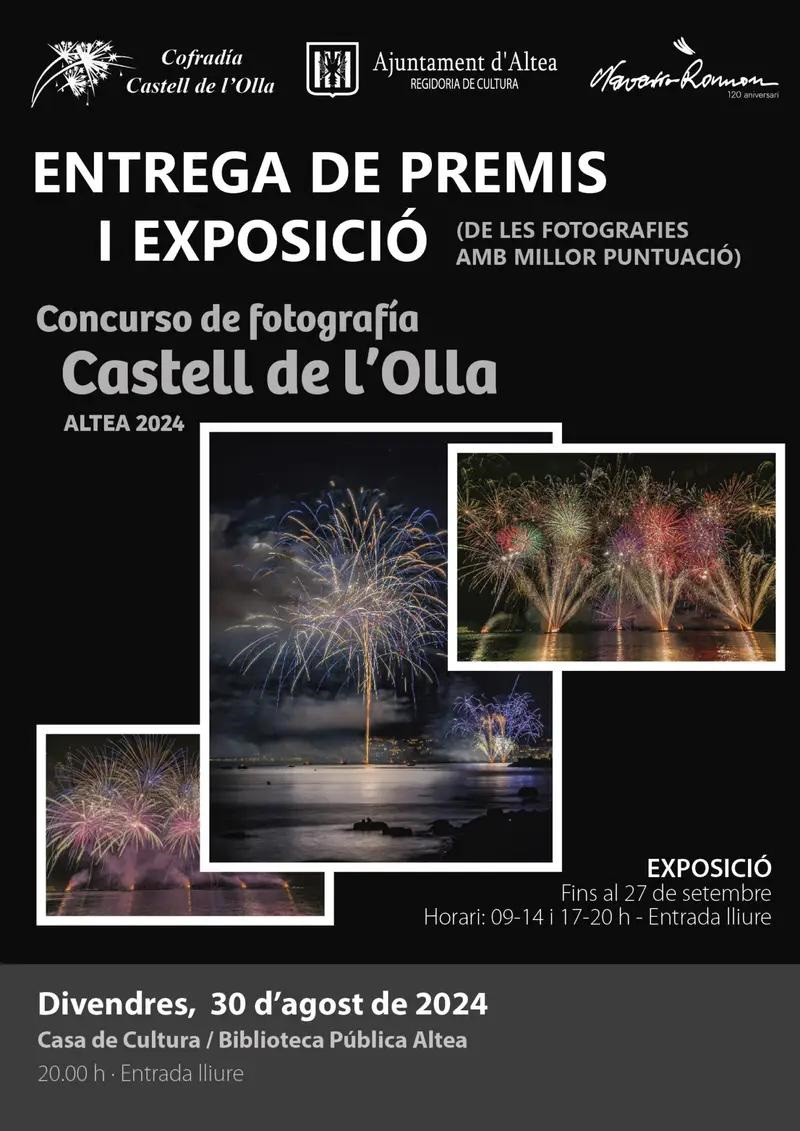 El próximo viernes 30 de agosto, a las 20h, la concejalía de Cultura y la Cofradia del Castell de l’Olla otorgarán los premios del Concurso de Fotografía, al tiempo que se procederá a la  inauguración de la exposición con las mejores imágenes del evento. El acto tendrá lugar en la Casa de Cultura y desde la organización se invita a participar.