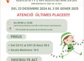 Ultimes places per a l'Escola de Nadal!! Cal recordar que tindrà lloc del 23 de desembre al 3 de gener a les instal•lacions de la FPA Algar, i que és una iniciativa, adreçada a xiquets i xiquetes d’entre 3 i 12 anys.