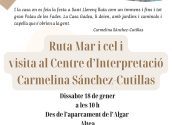 Turisme vos convida a participar a la ruta “Mar i Cel” i visita al Centre d'Interpretació Carmelina Sánchez-Cutillas el dissabte 18 de gener a partir de les 10:00h, des de l'Aparcament de l'Algar. L'activitat, gratuïta per als assistents, compta amb la col•laboració de FESORD i estarà assistida per un intèrpret de llengua de signes.