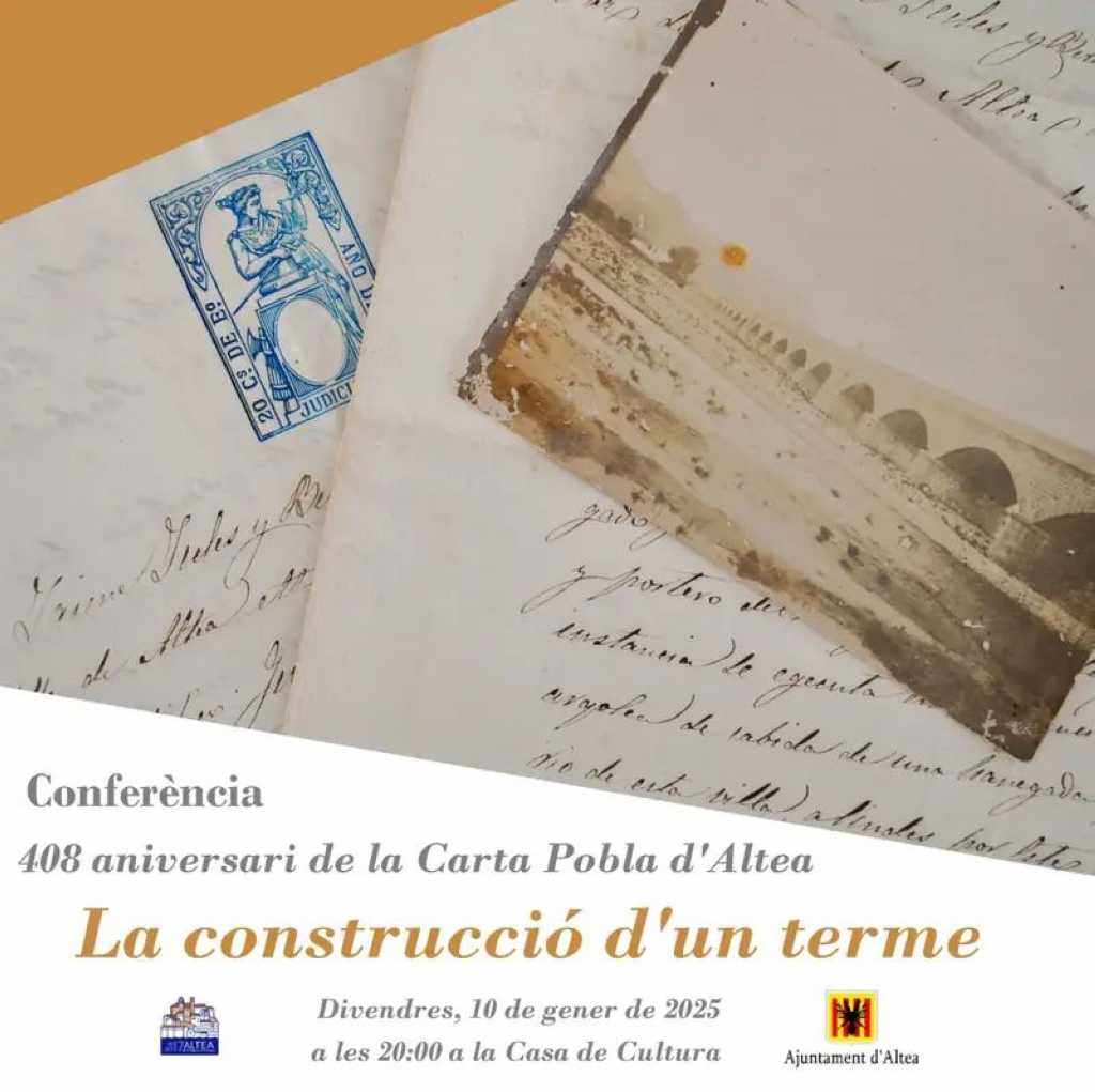 La conferencia “La Construcción de un término” servirá para conmemorar el 408 aniversario de la Carta Puebla de Altea