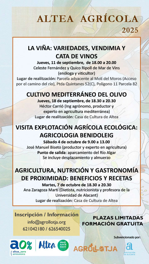 Altea Agrícola ofrecerá nueva formación sobre agricultura ecológica