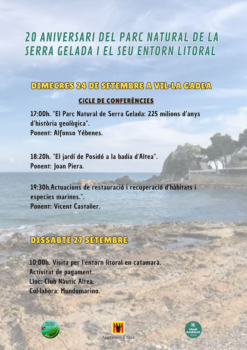 El Parc Natural de Serra Gelada celebra el 20 aniversari amb un programa de conferències del 23 al 27 de Setembre