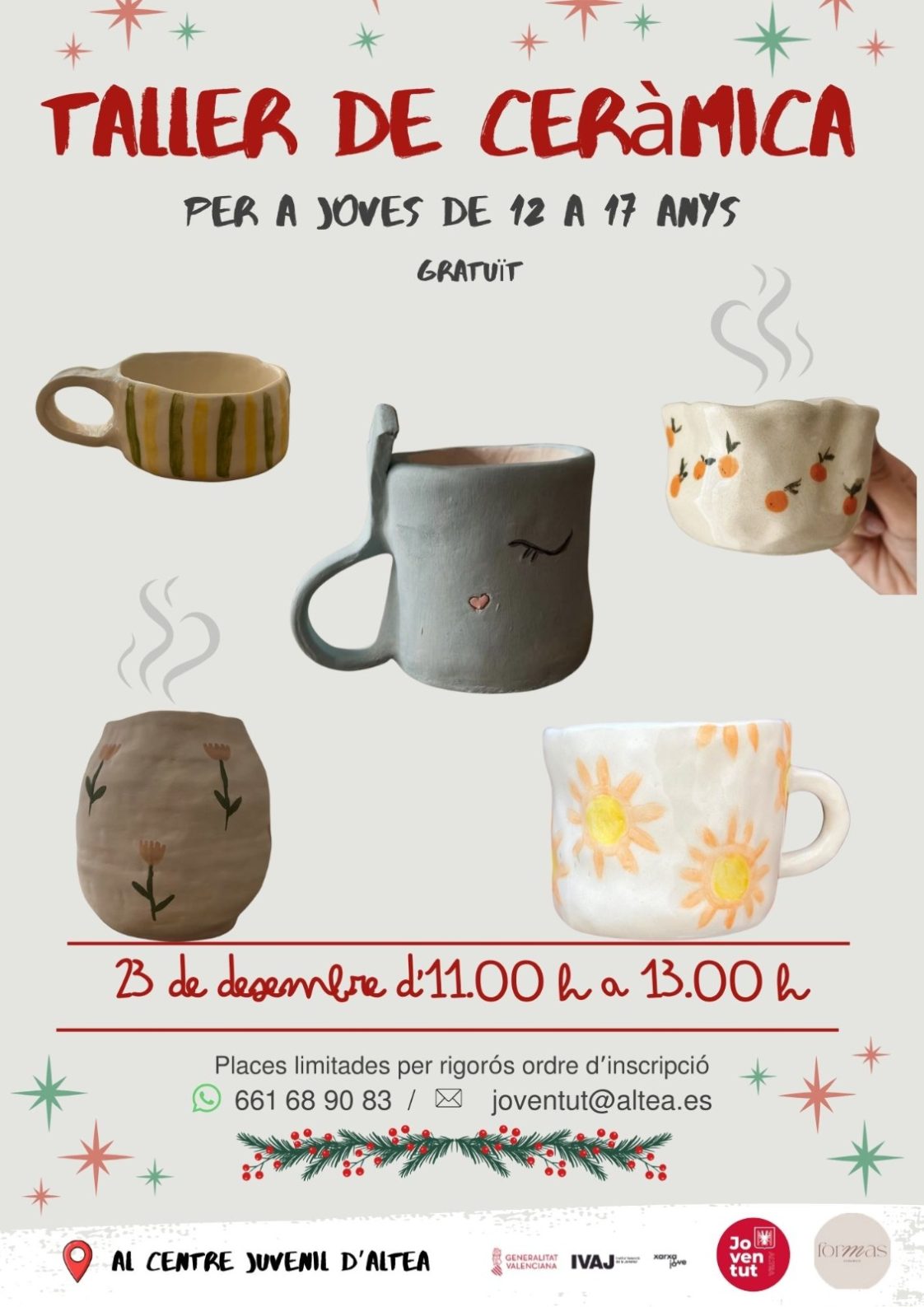 Juventud organiza un Taller gratuito de Cerámica