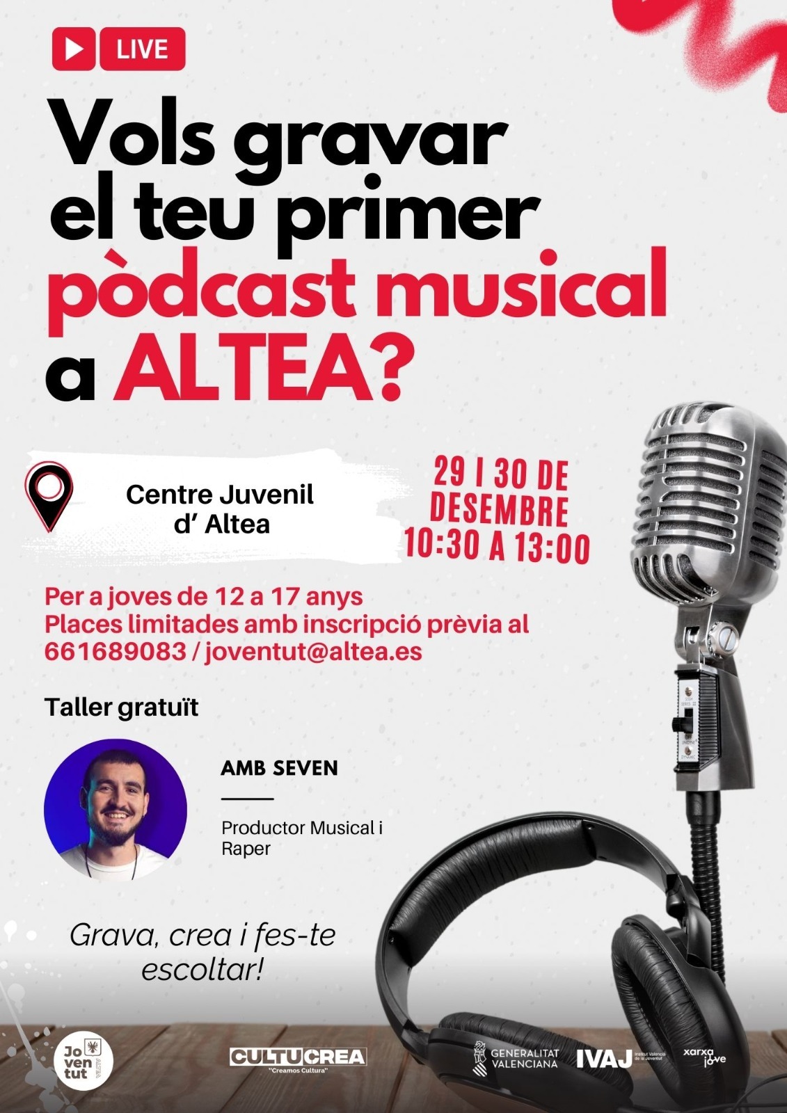 Joventut ofereix un taller gratuït per a joves per gravar el seu primer pòdcast musical Joventut ofereix un taller gratuït per a joves per gravar el seu primer pòdcast musical