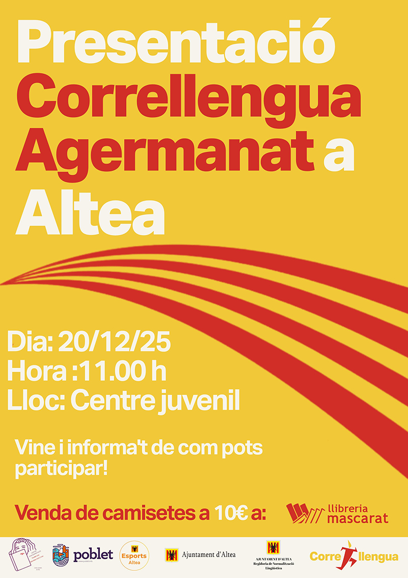 Dissabte que ve dia 20 es presentarà a Altea el ‘Correllengua’
