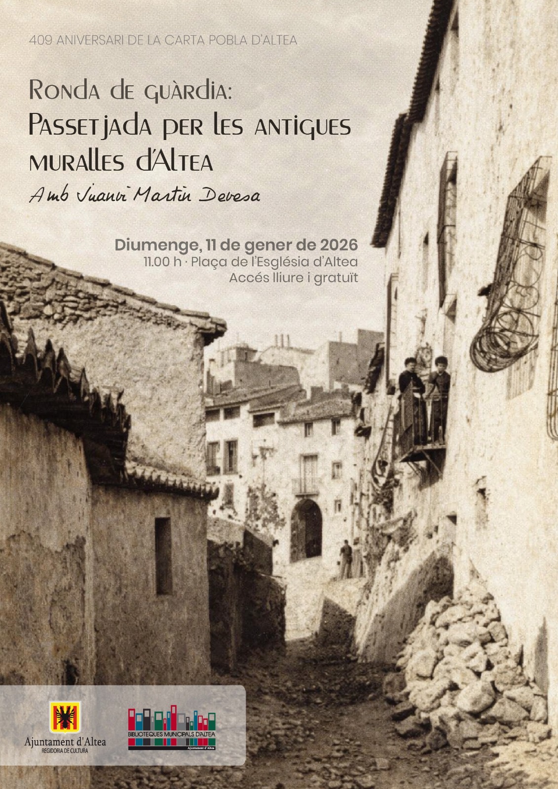 Amb motiu del 409 aniversari de la Carta Pobla d’Altea, s’organitza la “Ronda de guàrdia: passejada per les antigues muralles d’Altea”
