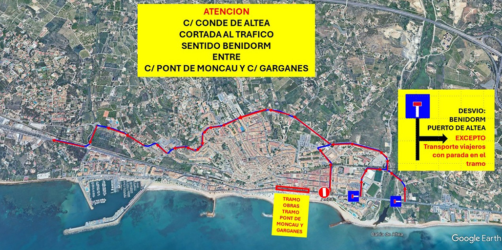 L’Ajuntament d’Altea anuncia una restricció del trànsit per obres al carrer Conde d’Altea