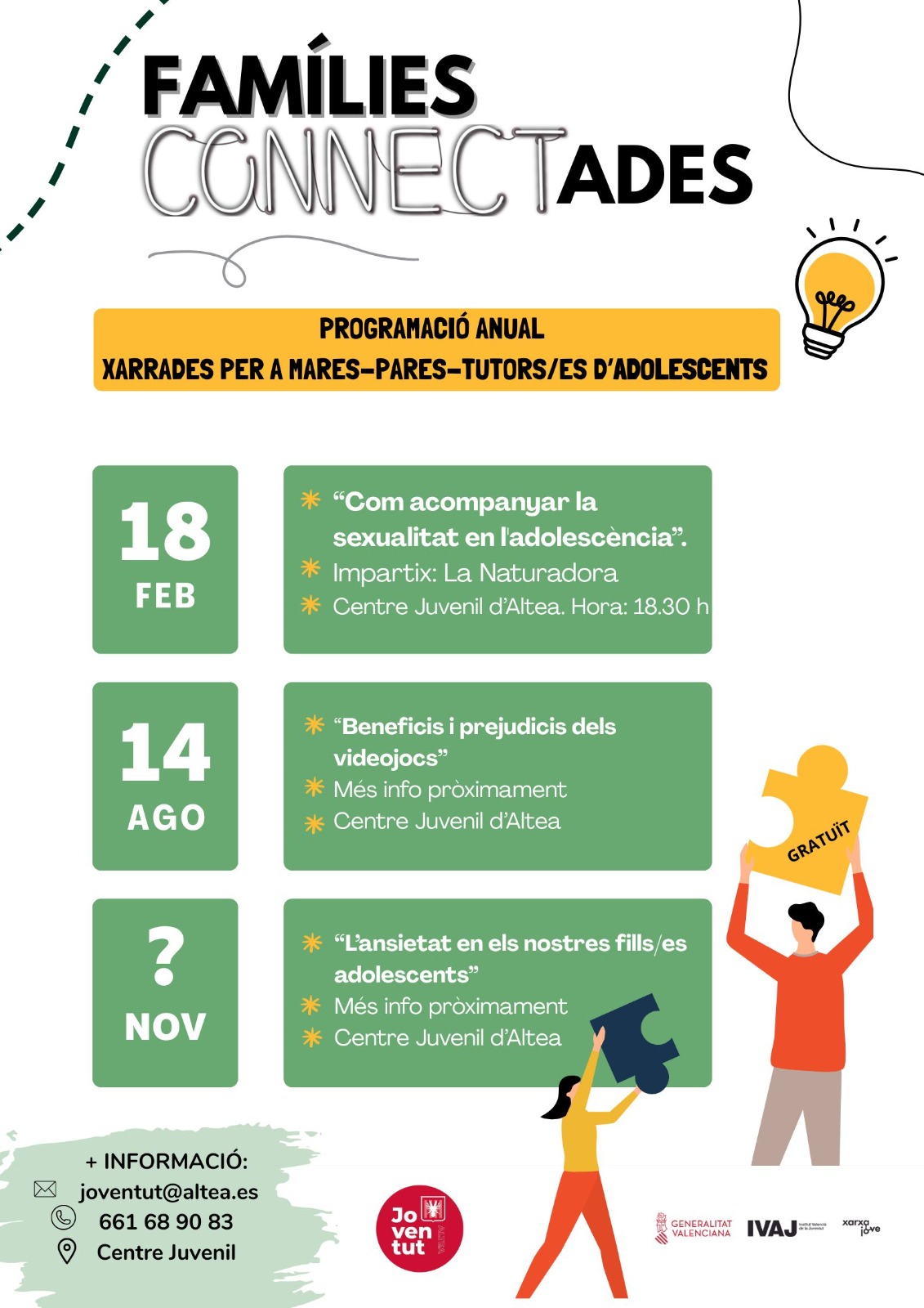 Juventud pone en marcha un ciclo de charlas para familias con adolescentes